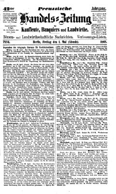Preußische Handelszeitung Freitag 1. Mai 1868