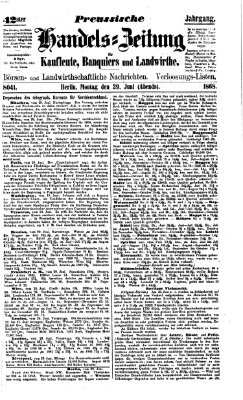 Preußische Handelszeitung Montag 29. Juni 1868