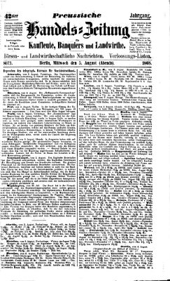 Preußische Handelszeitung Mittwoch 5. August 1868