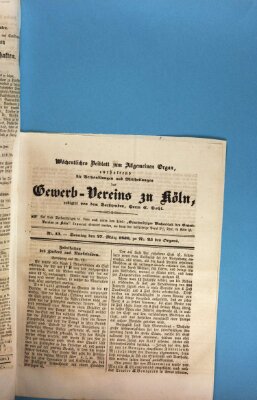 Allgemeines Organ für Handel und Gewerbe und damit verwandte Gegenstände Sonntag 27. März 1836