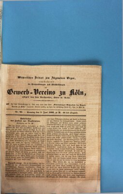 Allgemeines Organ für Handel und Gewerbe und damit verwandte Gegenstände Sonntag 5. Juni 1836