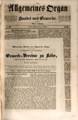 Allgemeines Organ für Handel und Gewerbe und damit verwandte Gegenstände Samstag 3. März 1838