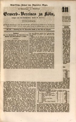 Allgemeines Organ für Handel und Gewerbe und damit verwandte Gegenstände Samstag 15. September 1838