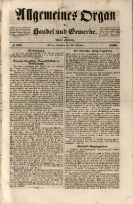 Allgemeines Organ für Handel und Gewerbe und damit verwandte Gegenstände Samstag 20. Oktober 1838