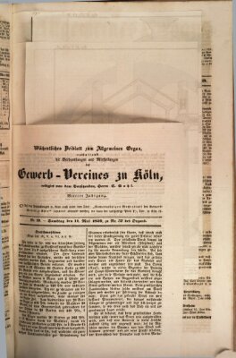 Allgemeines Organ für Handel und Gewerbe und damit verwandte Gegenstände Samstag 11. Mai 1839