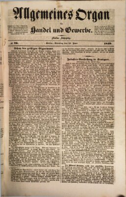 Allgemeines Organ für Handel und Gewerbe und damit verwandte Gegenstände Dienstag 11. Juni 1839