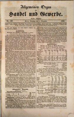 Allgemeines Organ für Handel und Gewerbe und damit verwandte Gegenstände Dienstag 31. Dezember 1839