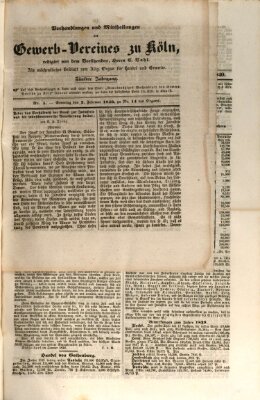 Allgemeines Organ für Handel und Gewerbe und damit verwandte Gegenstände Sonntag 2. Februar 1840