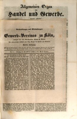 Allgemeines Organ für Handel und Gewerbe und damit verwandte Gegenstände Sonntag 16. Februar 1840