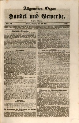 Allgemeines Organ für Handel und Gewerbe und damit verwandte Gegenstände Sonntag 17. Mai 1840
