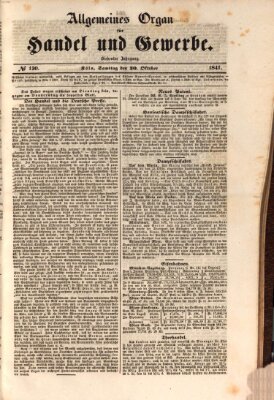 Allgemeines Organ für Handel und Gewerbe und damit verwandte Gegenstände Samstag 30. Oktober 1841