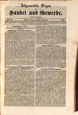 Allgemeines Organ für Handel und Gewerbe und damit verwandte Gegenstände Dienstag 23. November 1841