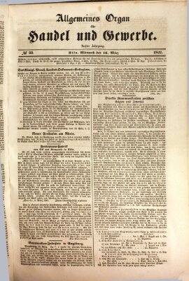 Allgemeines Organ für Handel und Gewerbe und damit verwandte Gegenstände Mittwoch 16. März 1842