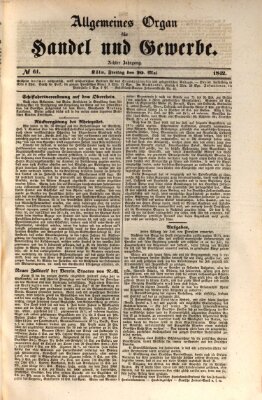 Allgemeines Organ für Handel und Gewerbe und damit verwandte Gegenstände Freitag 20. Mai 1842