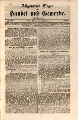Allgemeines Organ für Handel und Gewerbe und damit verwandte Gegenstände Montag 3. Oktober 1842