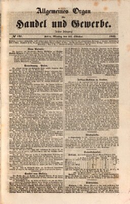Allgemeines Organ für Handel und Gewerbe und damit verwandte Gegenstände Montag 31. Oktober 1842