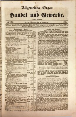 Allgemeines Organ für Handel und Gewerbe und damit verwandte Gegenstände Mittwoch 2. November 1842