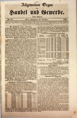 Allgemeines Organ für Handel und Gewerbe und damit verwandte Gegenstände Freitag 16. Dezember 1842