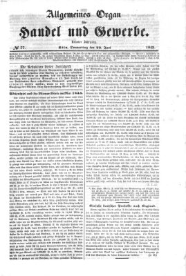 Allgemeines Organ für Handel und Gewerbe und damit verwandte Gegenstände Donnerstag 29. Juni 1843