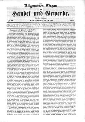 Allgemeines Organ für Handel und Gewerbe und damit verwandte Gegenstände Donnerstag 13. Juli 1843