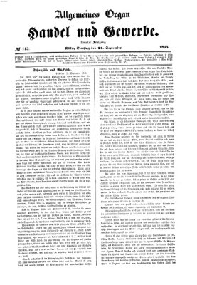 Allgemeines Organ für Handel und Gewerbe und damit verwandte Gegenstände Dienstag 26. September 1843