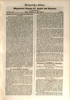 Allgemeines Organ für Handel und Gewerbe und damit verwandte Gegenstände Dienstag 30. Januar 1844
