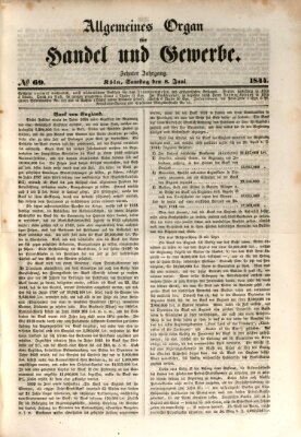Allgemeines Organ für Handel und Gewerbe und damit verwandte Gegenstände Samstag 8. Juni 1844