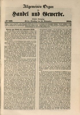 Allgemeines Organ für Handel und Gewerbe und damit verwandte Gegenstände Dienstag 19. November 1844