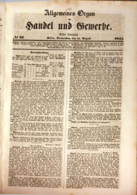Allgemeines Organ für Handel und Gewerbe und damit verwandte Gegenstände Donnerstag 14. August 1845