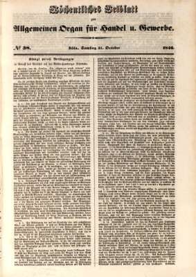 Allgemeines Organ für Handel und Gewerbe und damit verwandte Gegenstände Samstag 31. Oktober 1846