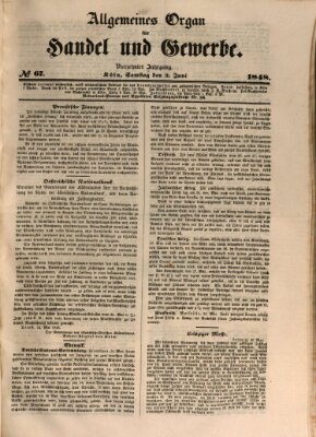 Allgemeines Organ für Handel und Gewerbe und damit verwandte Gegenstände Samstag 3. Juni 1848