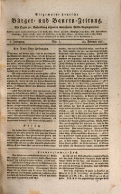 Allgemeine deutsche Bürger- und Bauern-Zeitung (Bauern-Zeitung aus Frauendorf) Sonntag 20. Februar 1831