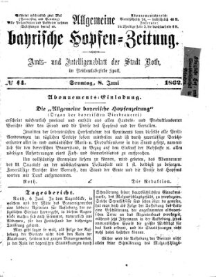 Allgemeine bayrische Hopfen-Zeitung (Allgemeine Hopfen-Zeitung) Sonntag 8. Juni 1862