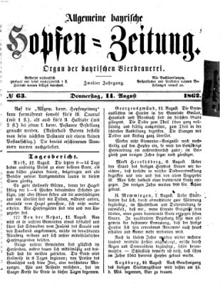 Allgemeine bayrische Hopfen-Zeitung (Allgemeine Hopfen-Zeitung) Donnerstag 14. August 1862