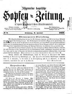 Allgemeine bayrische Hopfen-Zeitung (Allgemeine Hopfen-Zeitung) Sonntag 4. Januar 1863