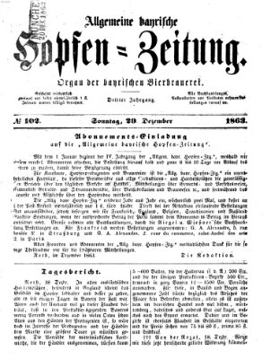Allgemeine bayrische Hopfen-Zeitung (Allgemeine Hopfen-Zeitung) Sonntag 20. Dezember 1863