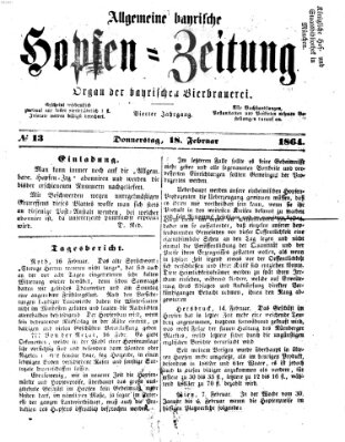 Allgemeine bayrische Hopfen-Zeitung (Allgemeine Hopfen-Zeitung) Donnerstag 18. Februar 1864