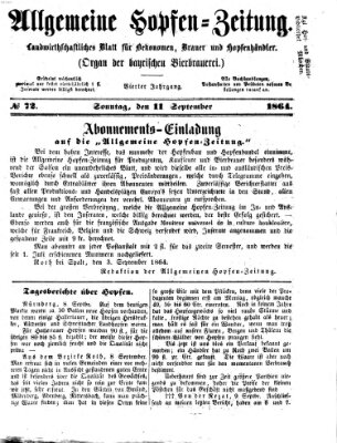 Allgemeine Hopfen-Zeitung Sonntag 11. September 1864