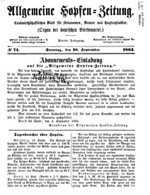 Allgemeine Hopfen-Zeitung Sonntag 18. September 1864