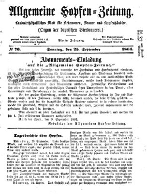 Allgemeine Hopfen-Zeitung Sonntag 25. September 1864