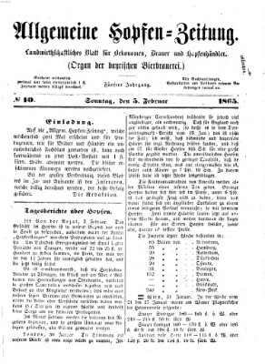 Allgemeine Hopfen-Zeitung Sonntag 5. Februar 1865
