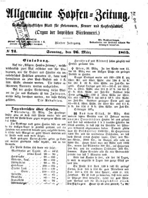 Allgemeine Hopfen-Zeitung Sonntag 26. März 1865