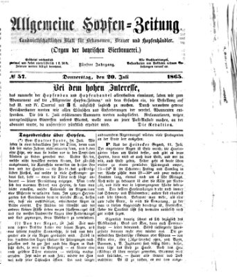 Allgemeine Hopfen-Zeitung Donnerstag 20. Juli 1865