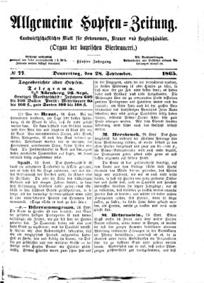 Allgemeine Hopfen-Zeitung Donnerstag 28. September 1865