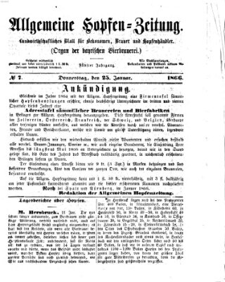Allgemeine Hopfen-Zeitung Donnerstag 25. Januar 1866