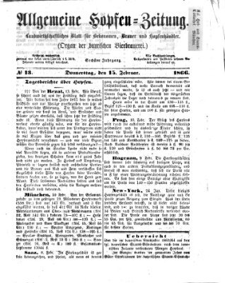 Allgemeine Hopfen-Zeitung Donnerstag 15. Februar 1866