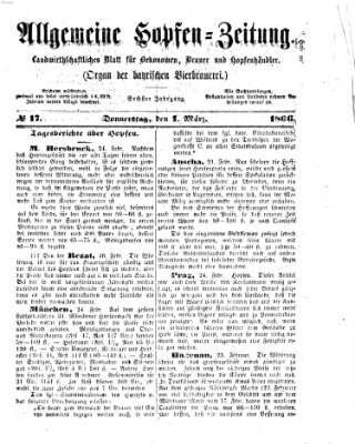 Allgemeine Hopfen-Zeitung Donnerstag 1. März 1866