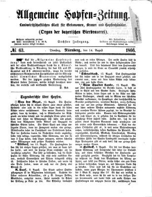 Allgemeine Hopfen-Zeitung Dienstag 14. August 1866