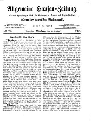 Allgemeine Hopfen-Zeitung Donnerstag 13. September 1866
