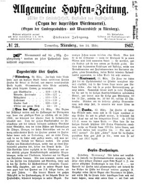 Allgemeine Hopfen-Zeitung Donnerstag 14. März 1867